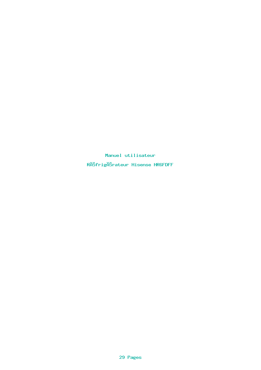 Page 1 de la notice Manuel utilisateur Hisense HR6FDFF