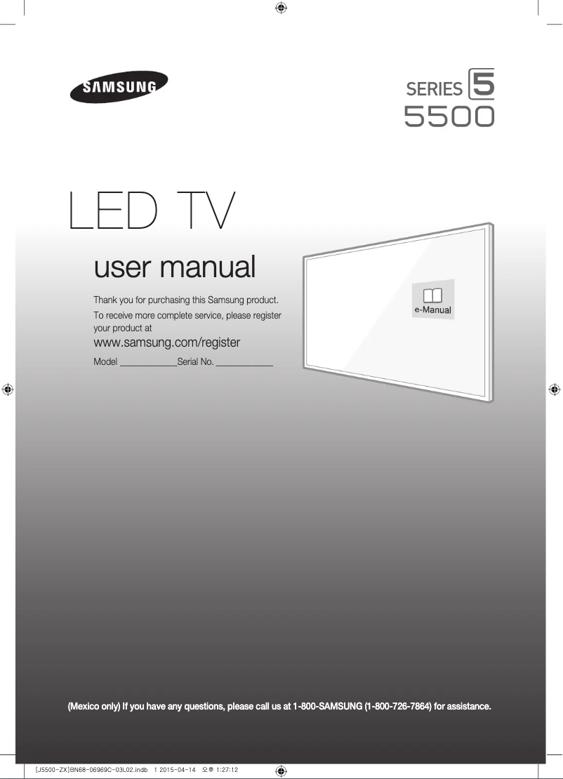 Página 1 del manual Manual de usuario Samsung UN50J5500AFXZX