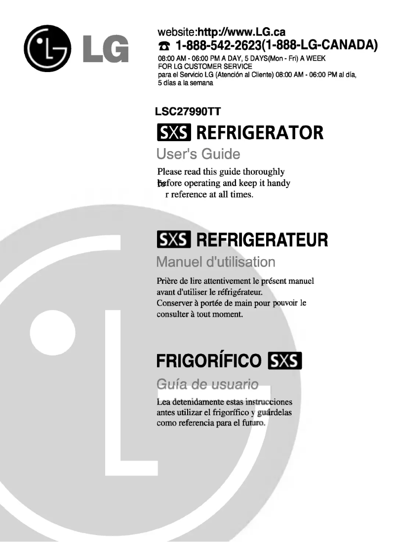 Page 1 de la notice Manuel utilisateur LG LSC27990TT