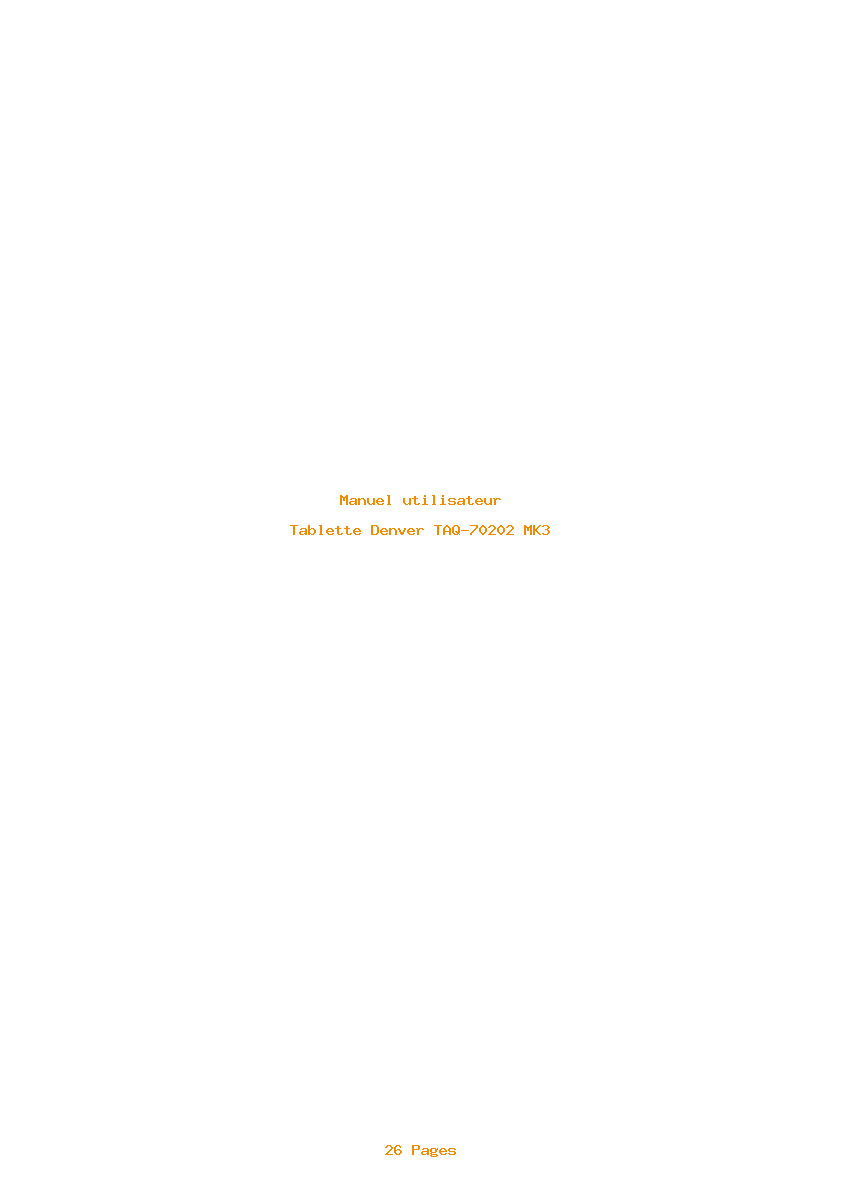 Page 1 de la notice Manuel utilisateur Denver TAQ-70202 MK3