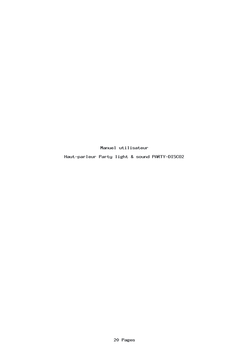 Page 1 de la notice Manuel utilisateur Party light & sound PARTY-DISCO2