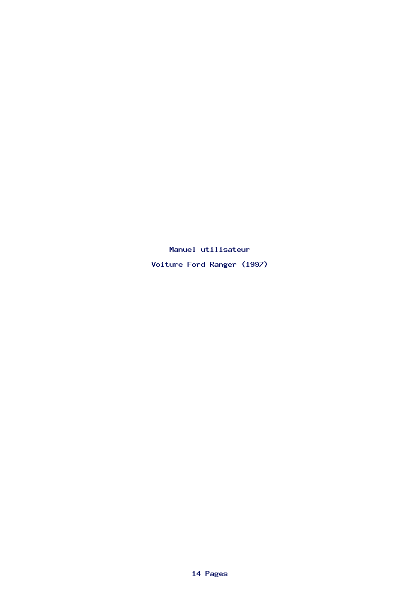 Page 1 de la notice Manuel utilisateur Ford Ranger (1997)