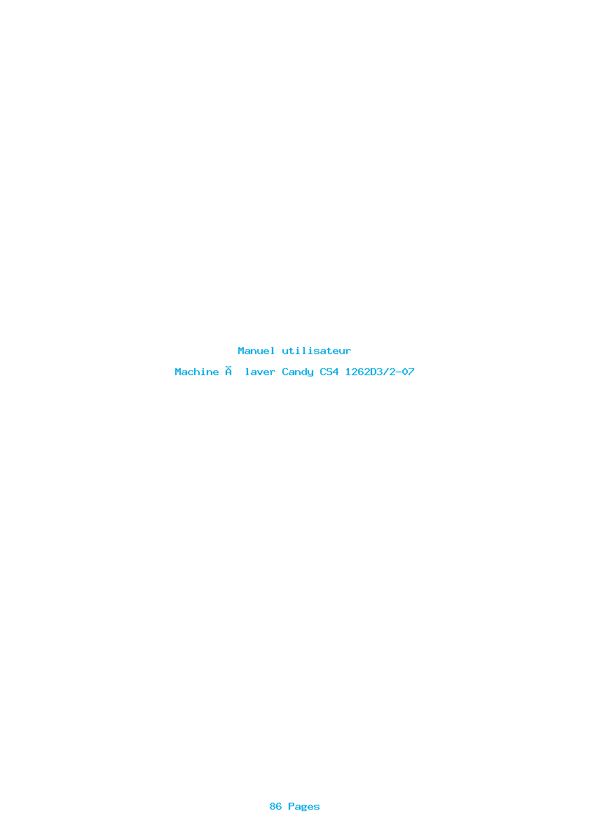 Page 1 de la notice Manuel utilisateur Candy CS4 1262D3/2-07