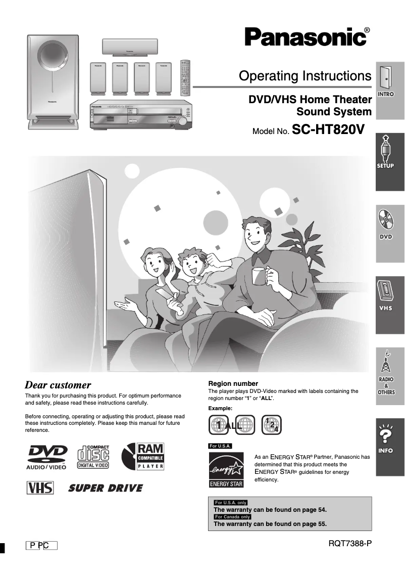 Page 1 de la notice Manuel utilisateur Panasonic SC-HT820V