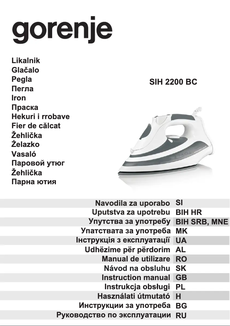 Page 1 of the manual User Manual Gorenje SIH 2200BC