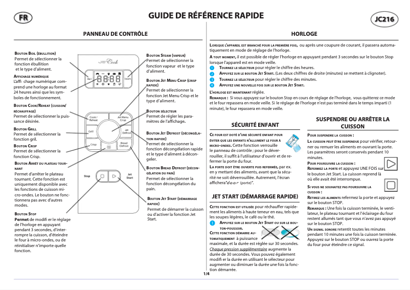 Page 1 de la notice Mode d'emploi Whirlpool JC 216 SL