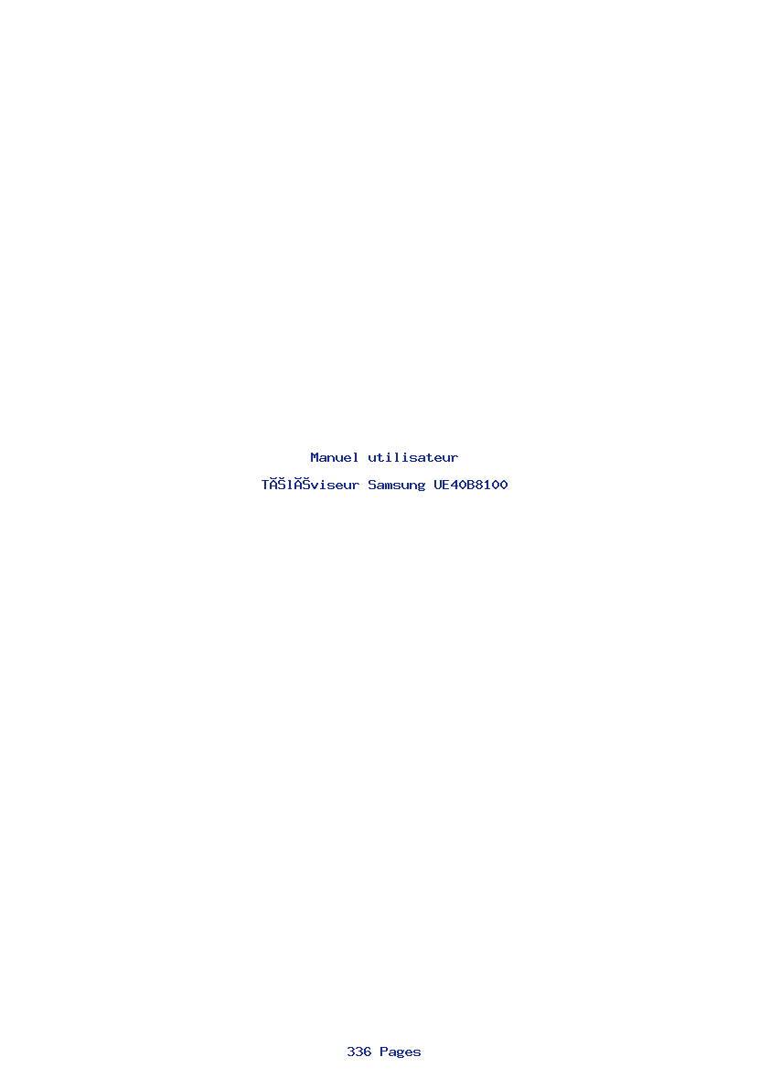 Page 1 de la notice Manuel utilisateur Samsung UE40B8100