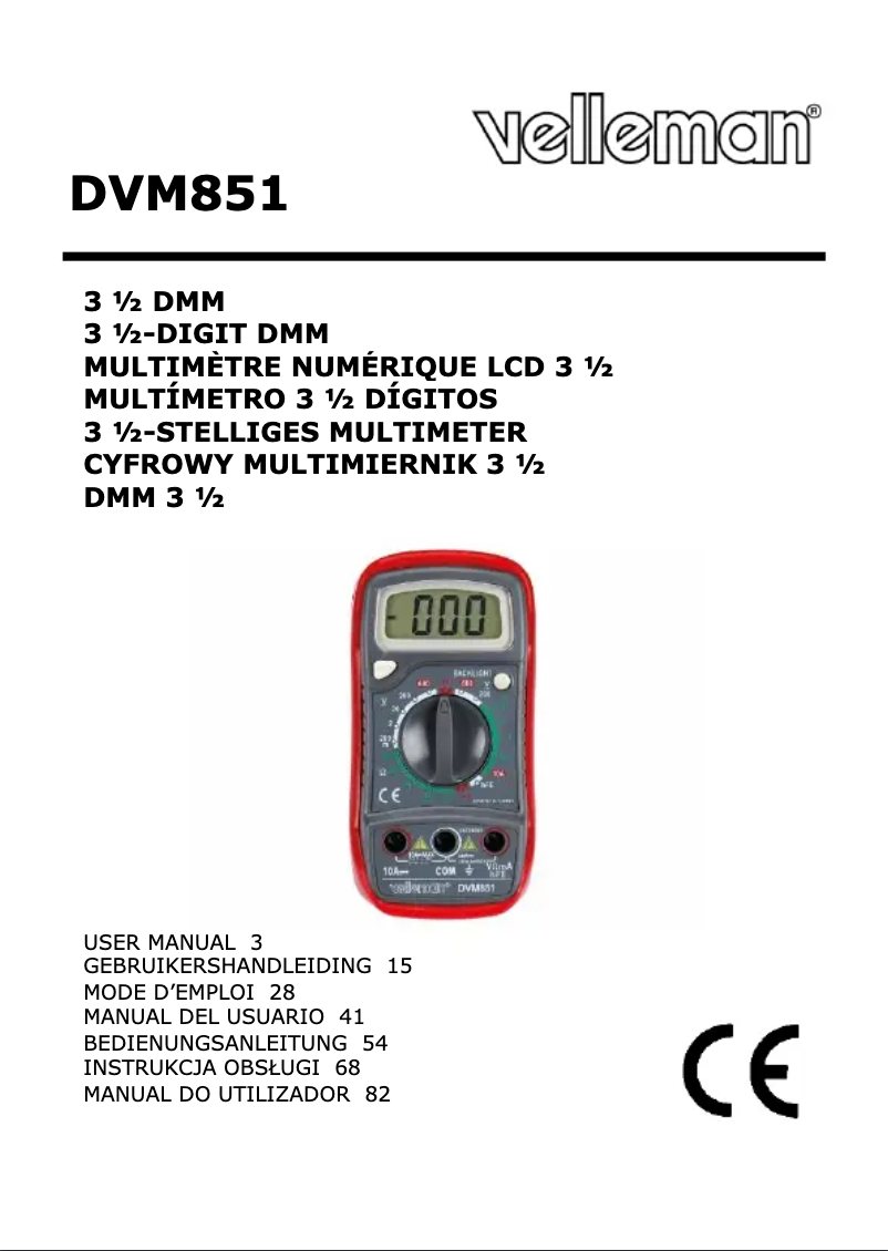 Página 1 del manual Manual de usuario Velleman DVM852