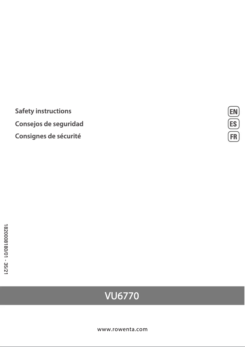 Page 1 de la notice Instructions / montage Rowenta Urban Cool VU6770