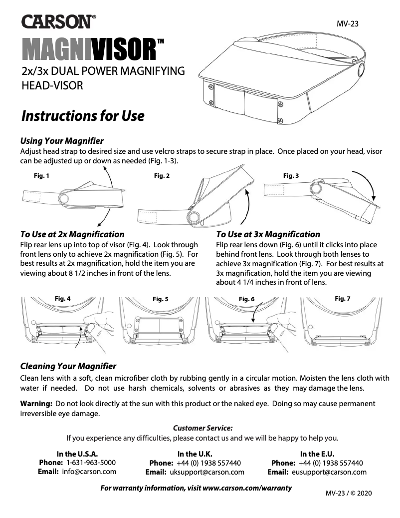 Page 1 de la notice Manuel utilisateur Carson MagniVisor MV-23