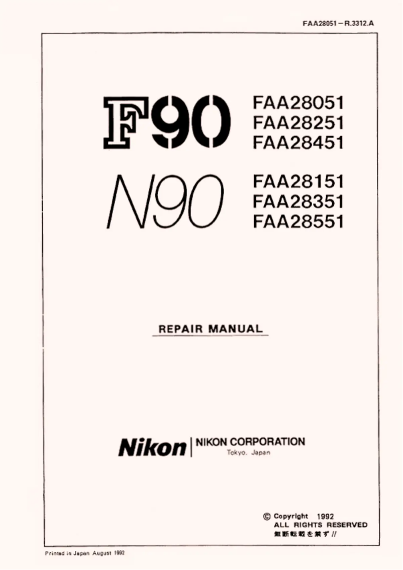 Page 1 de la notice Manuel utilisateur Nikon N90