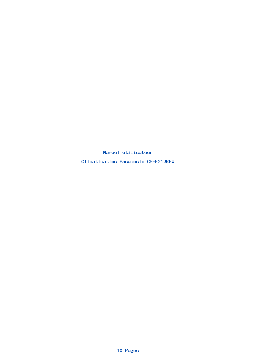 Page 1 de la notice Manuel utilisateur Panasonic CS-E21JKEW