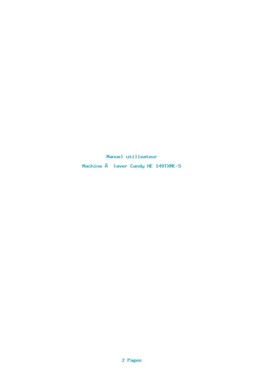 Page 1 de la notice Manuel utilisateur Candy HE 149TXME-S