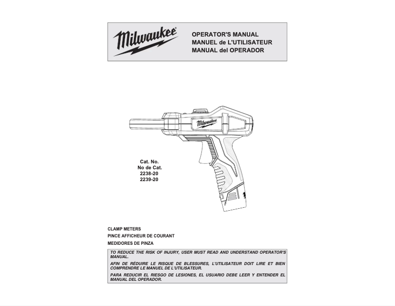 Page 1 de la notice Manuel utilisateur Milwaukee 2239-20
