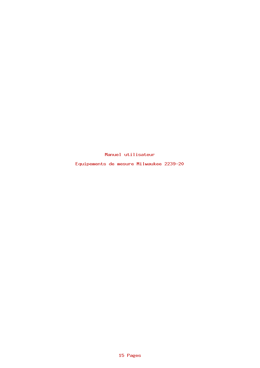 Page 1 de la notice Manuel utilisateur Milwaukee 2239-20