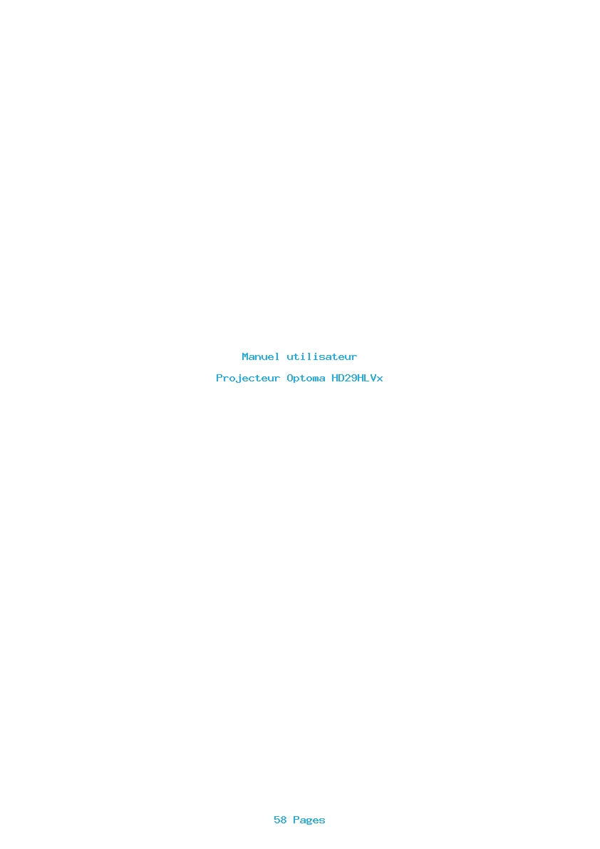 Page 1 de la notice Manuel utilisateur Optoma HD29HLVx