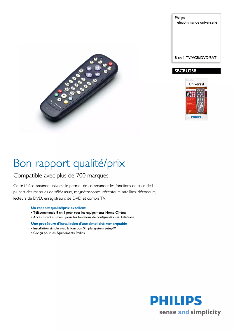 Page n°1 - Fiche technique Philips SBC RU 258