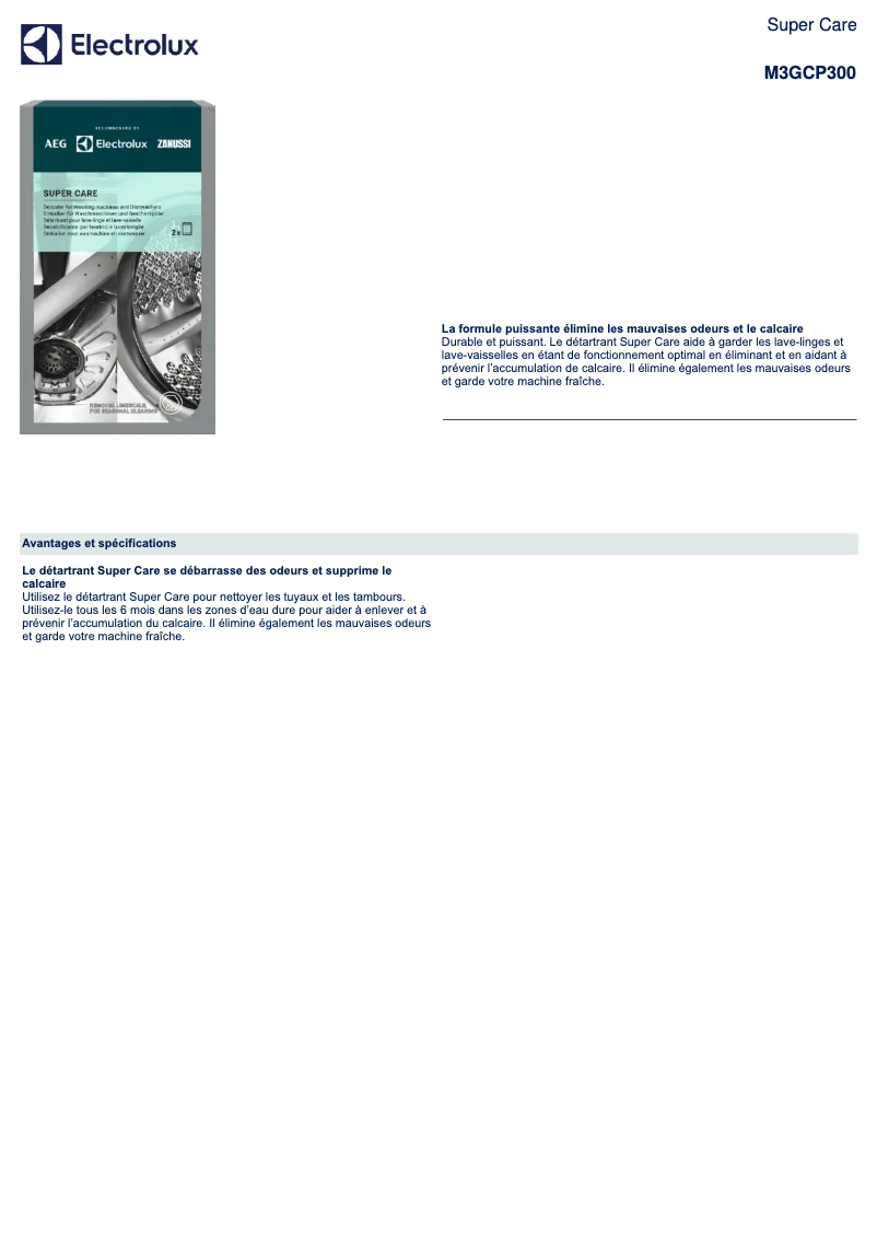 Page 1 de la notice Fiche technique AEG M3GCP300