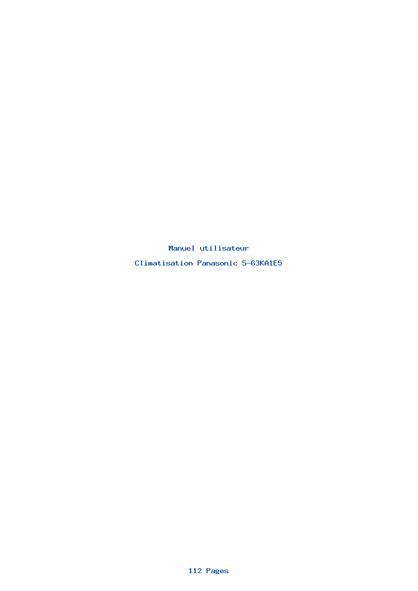 Page 1 de la notice Manuel utilisateur Panasonic S-63KA1E5
