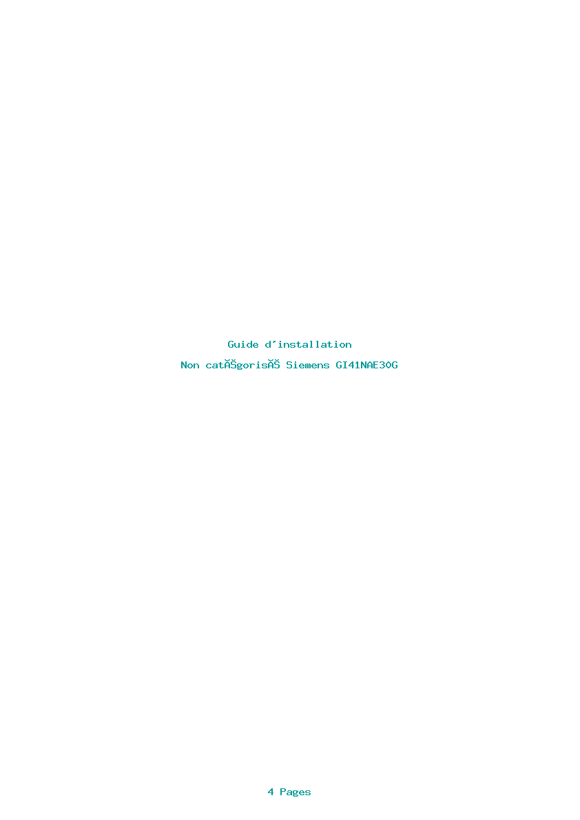 Page 1 de la notice Guide d'installation Siemens GI41NAE30G