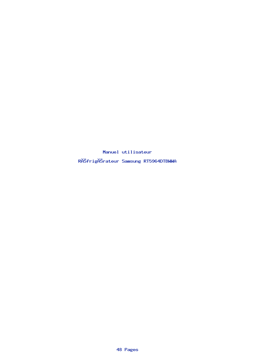 Page 1 de la notice Manuel utilisateur Samsung RT5964DTBWWA