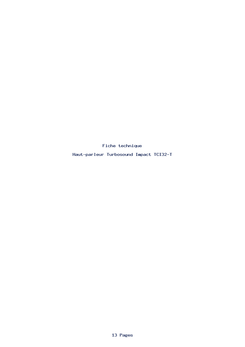 Page 1 de la notice Fiche technique Turbosound Impact TCI32-T