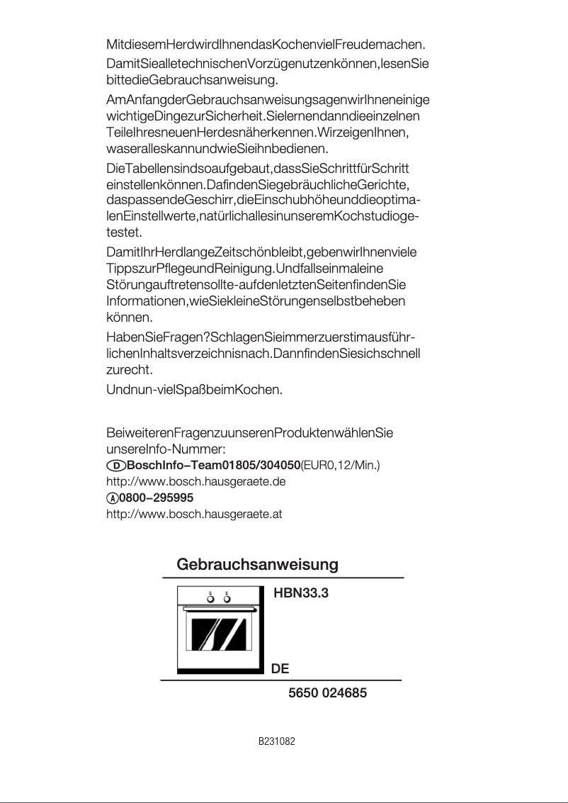 Page 1 de la notice Manuel utilisateur Bosch HBN3353