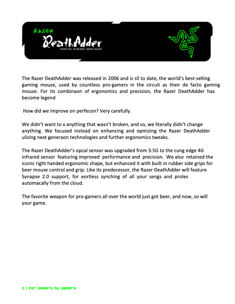 Page 1 de la notice Manuel utilisateur Razer DeathAdder 2013