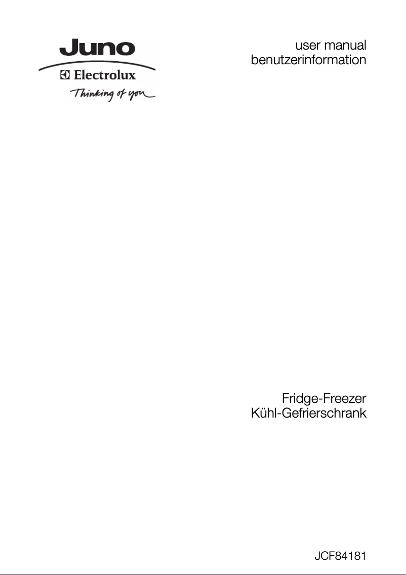 Page 1 de la notice Manuel utilisateur Juno Electrolux JCF84181