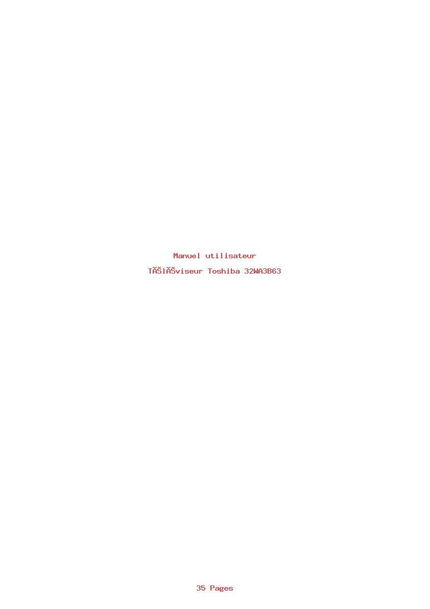 Page 1 de la notice Manuel utilisateur Toshiba 32WA3B63