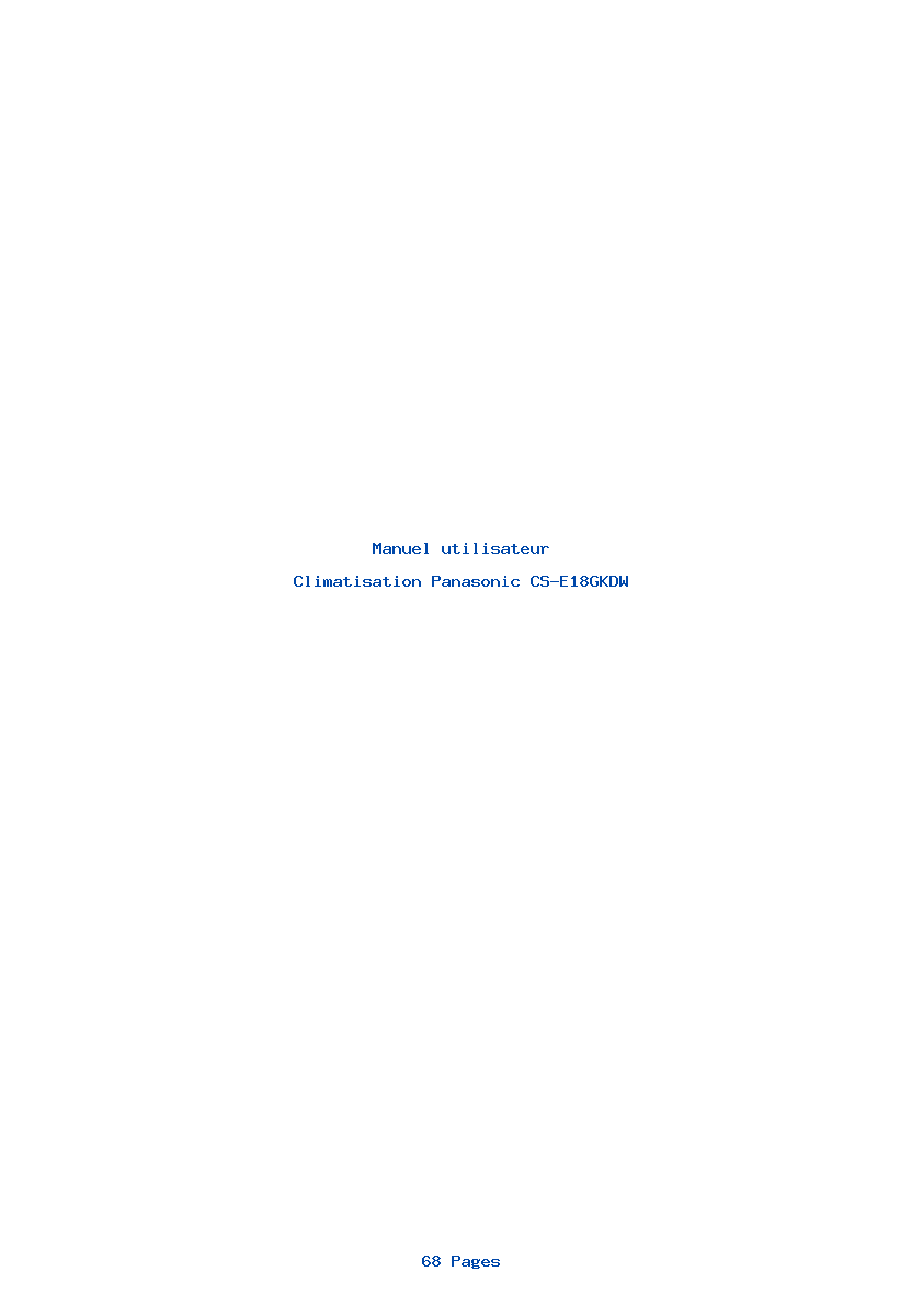 Page 1 de la notice Manuel utilisateur Panasonic CS-E18GKDW