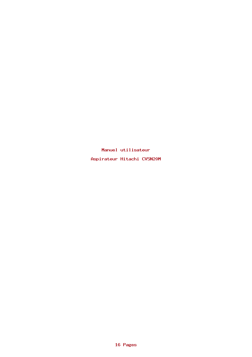 Page 1 de la notice Manuel utilisateur Hitachi CVSN20M