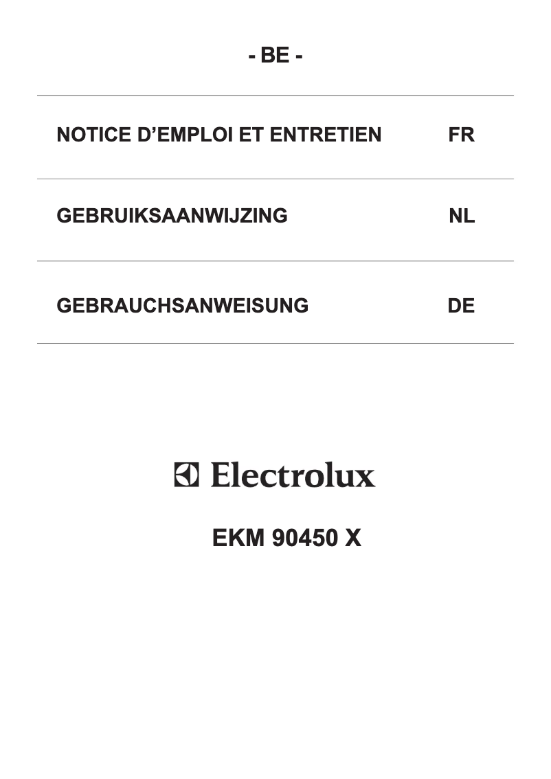 Page 1 de la notice Manuel utilisateur Electrolux EKM 90450 X