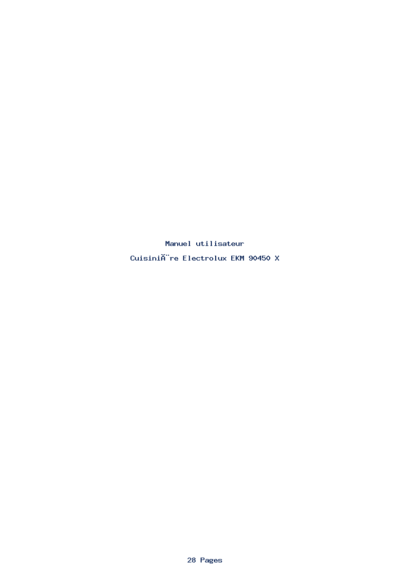 Page 1 de la notice Manuel utilisateur Electrolux EKM 90450 X
