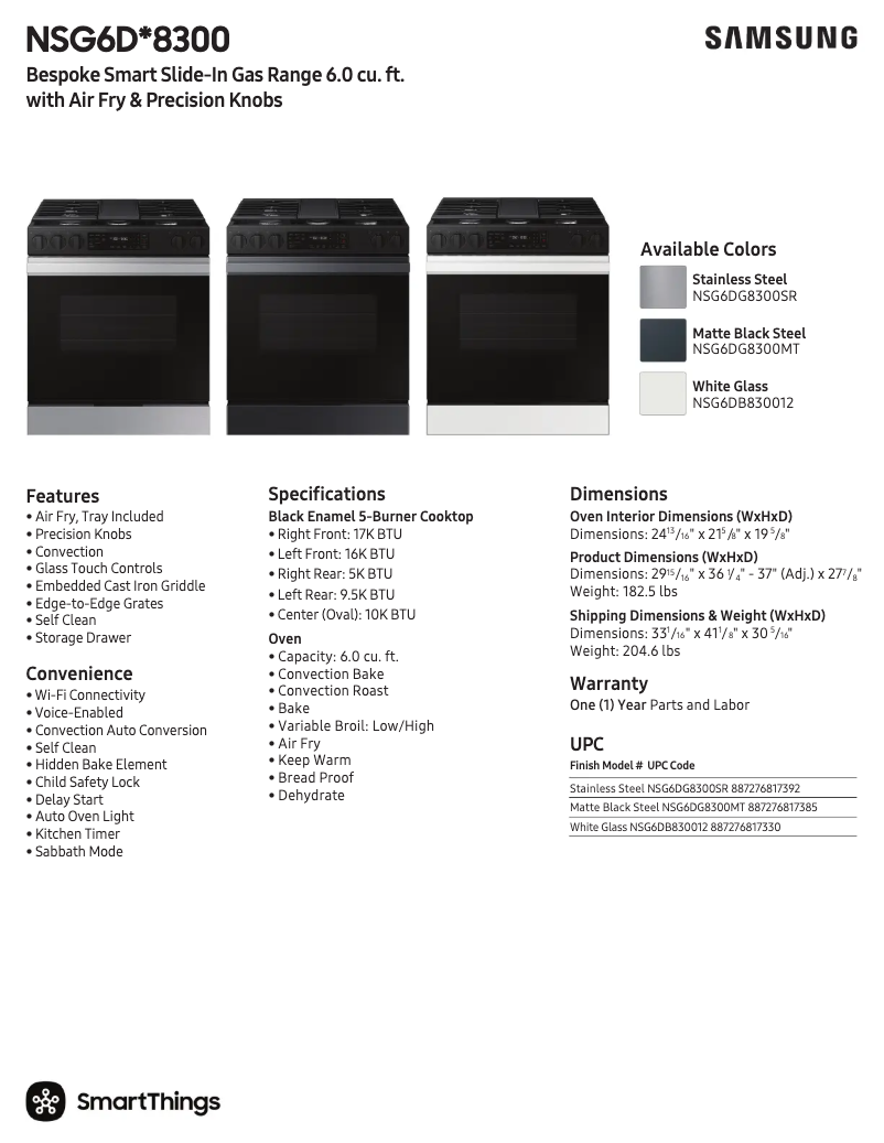 Página 1 del manual Ficha técnica Samsung NSG6DG8300SR