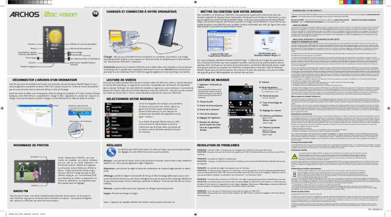 Page 1 of the manual Quick Start Guide Archos 20c Vision