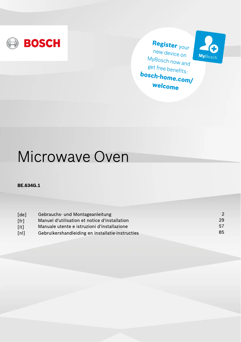 Page 1 of the manual User Manual Bosch BEL634GB1