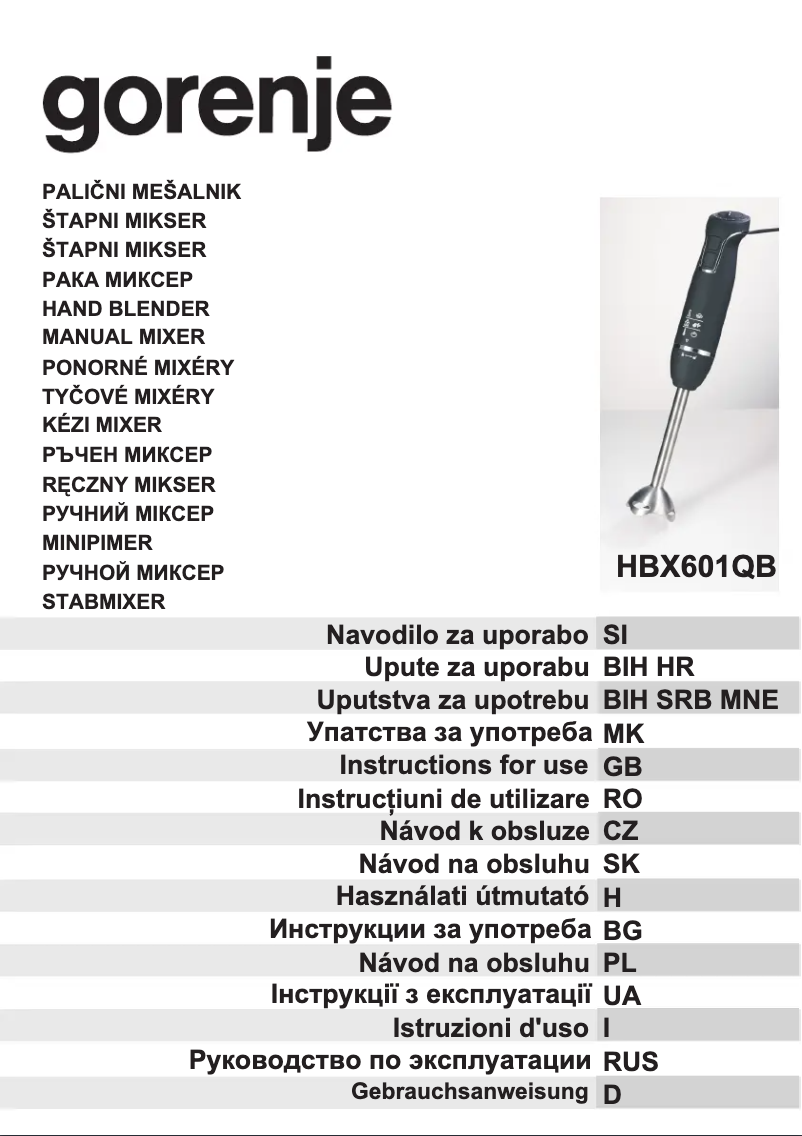 Page 1 de la notice Manuel utilisateur Gorenje HBX601QB