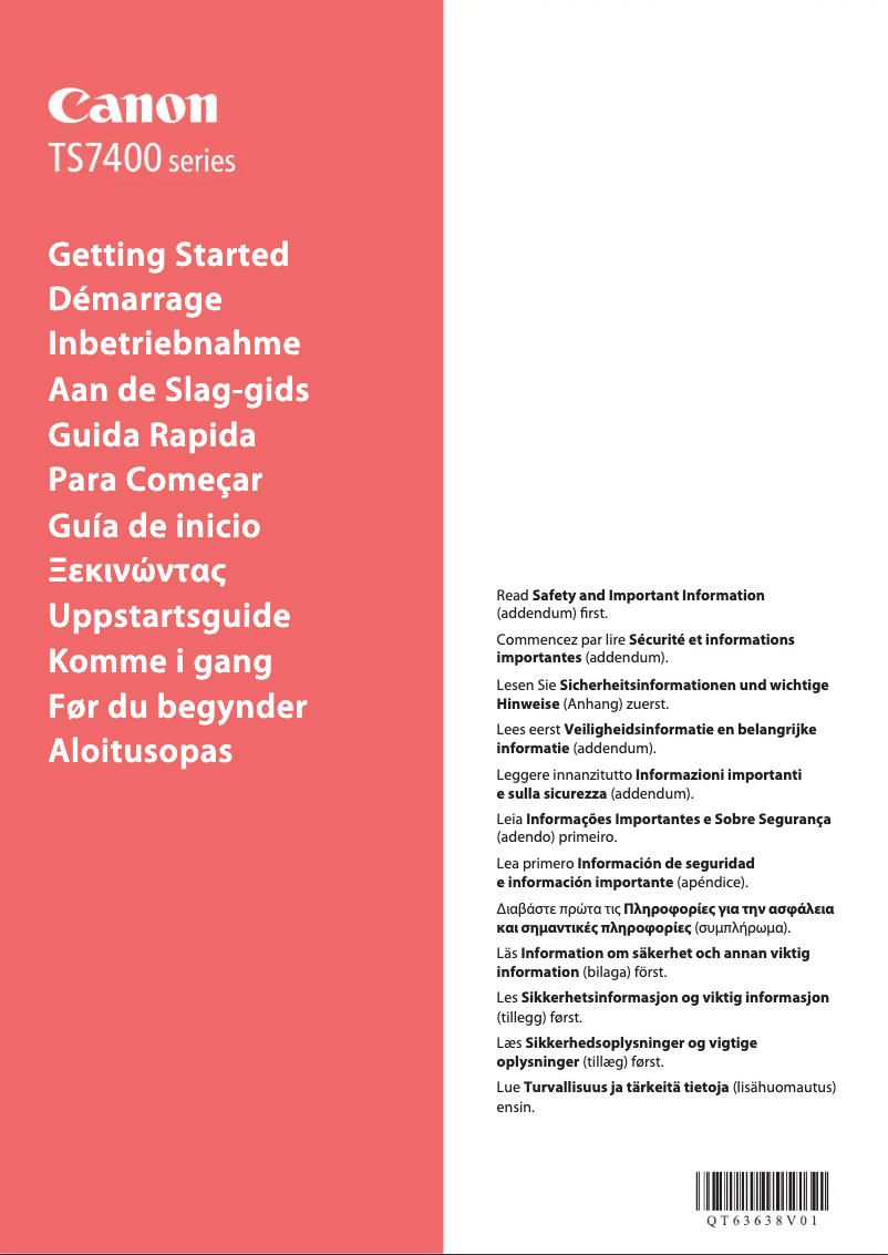 Page 1 de la notice Manuel utilisateur Canon PIXMA TS7451