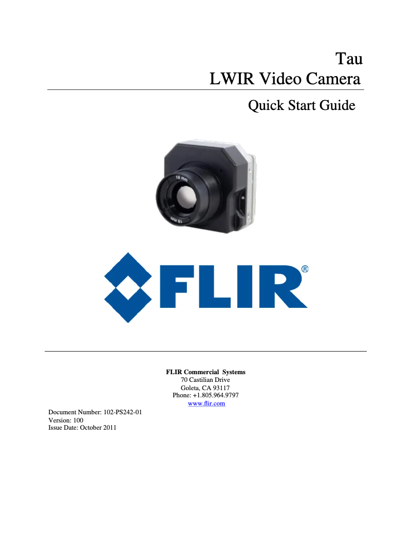 Page 1 of the manual Quick Start Guide FLIR Tau 2
