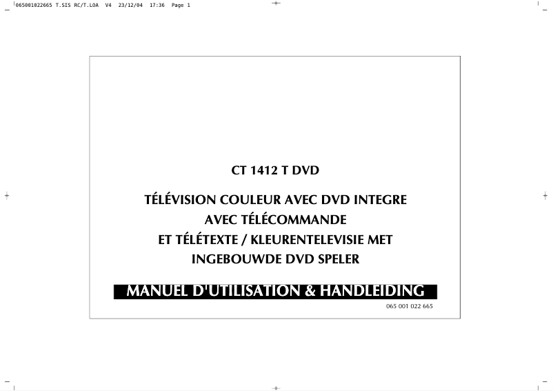 Page 1 de la notice Manuel utilisateur Finlux CT1412T DVD