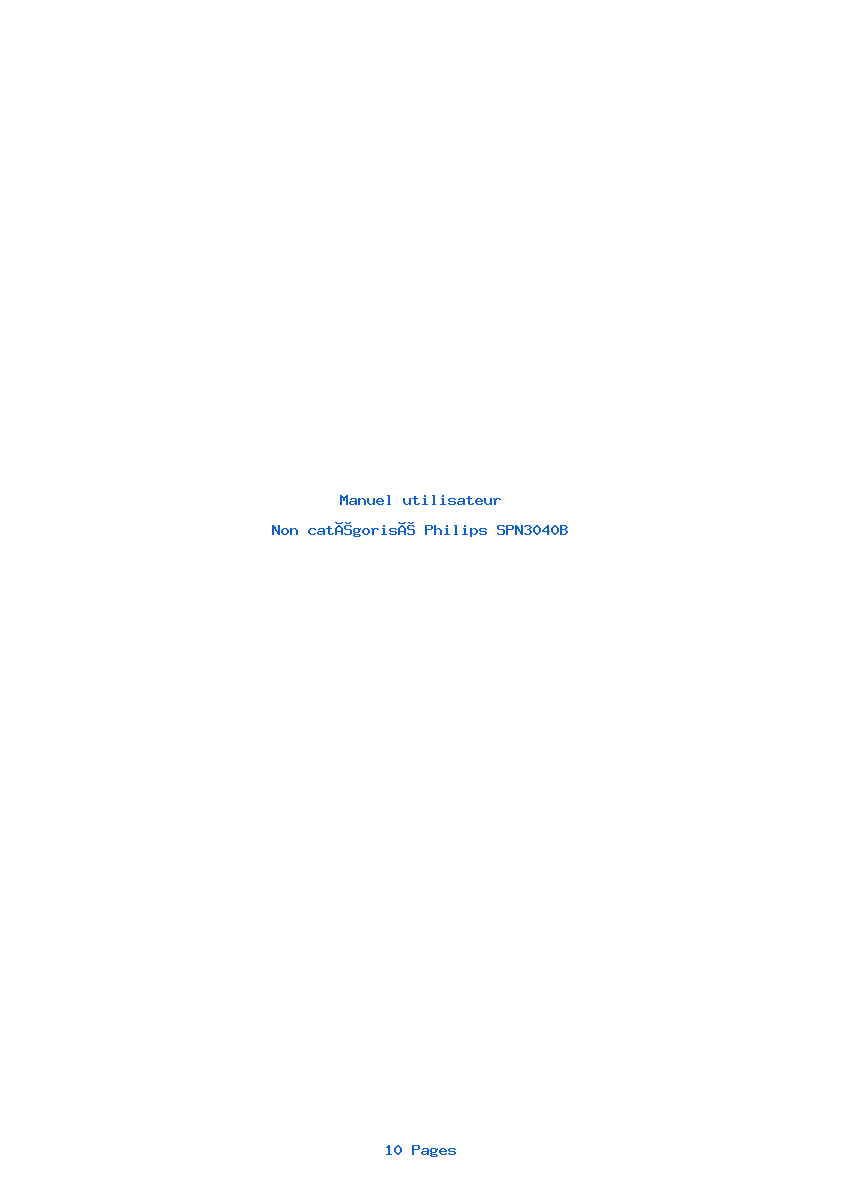 Page 1 de la notice Manuel utilisateur Philips SPN3040B