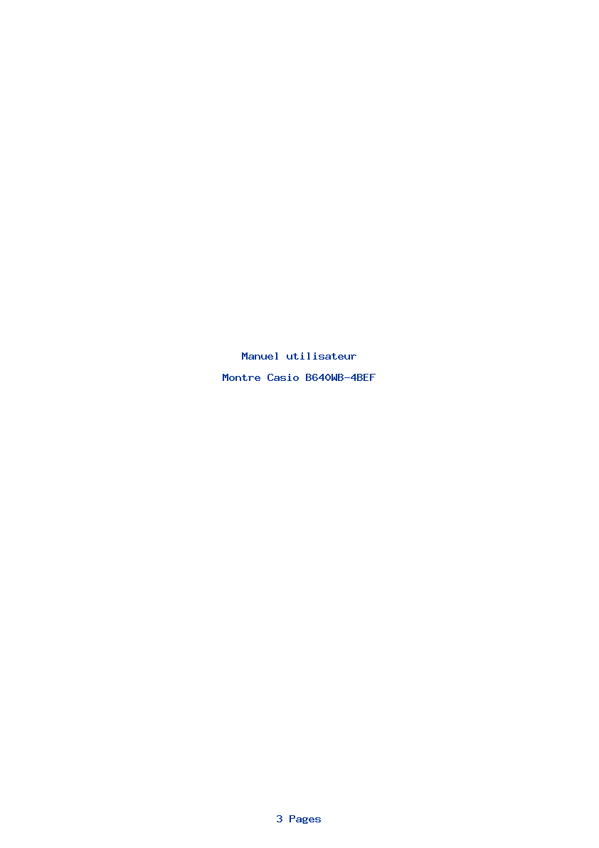Page 1 de la notice Manuel utilisateur Casio B640WB-4BEF