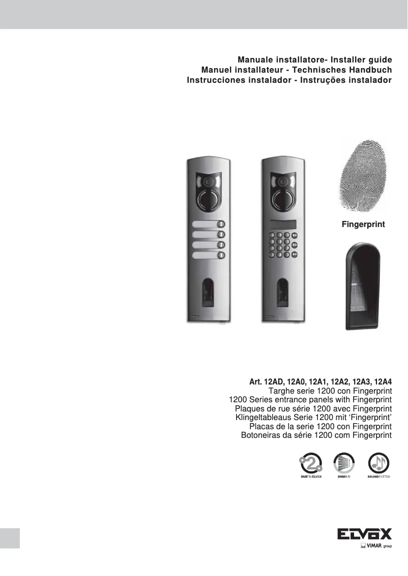 Page 1 de la notice Manuel utilisateur Vimar ELVOX 12A4