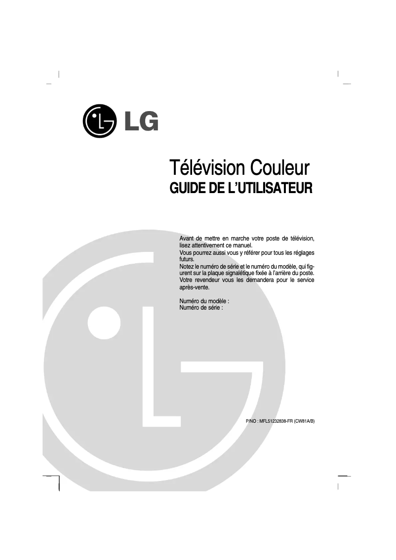 Page 1 of the manual User Manual LG 21SA2RW