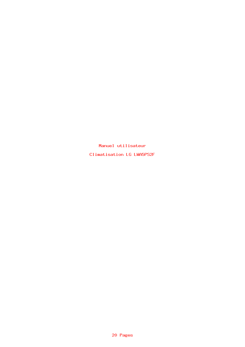 Page 1 de la notice Manuel utilisateur LG LWA5PS2F