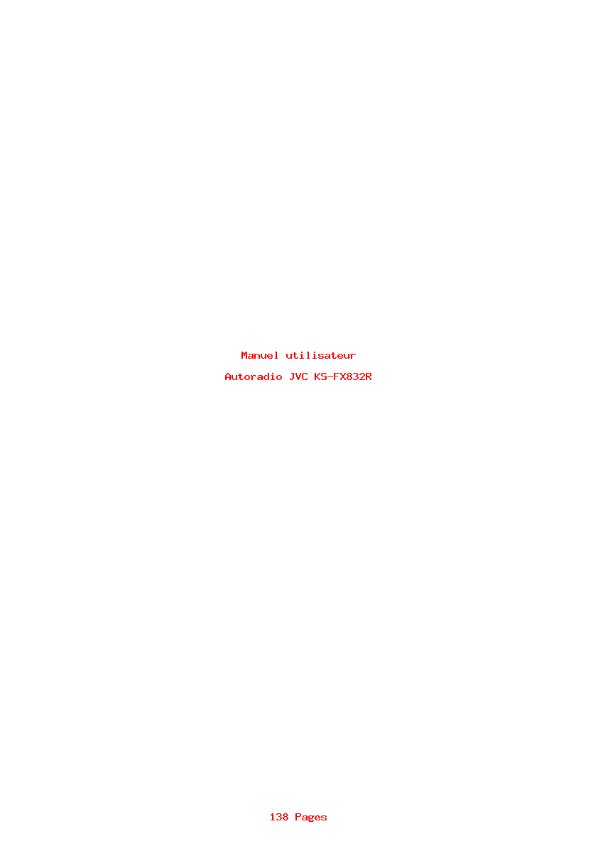 Page 1 de la notice Manuel utilisateur JVC KS-FX832R