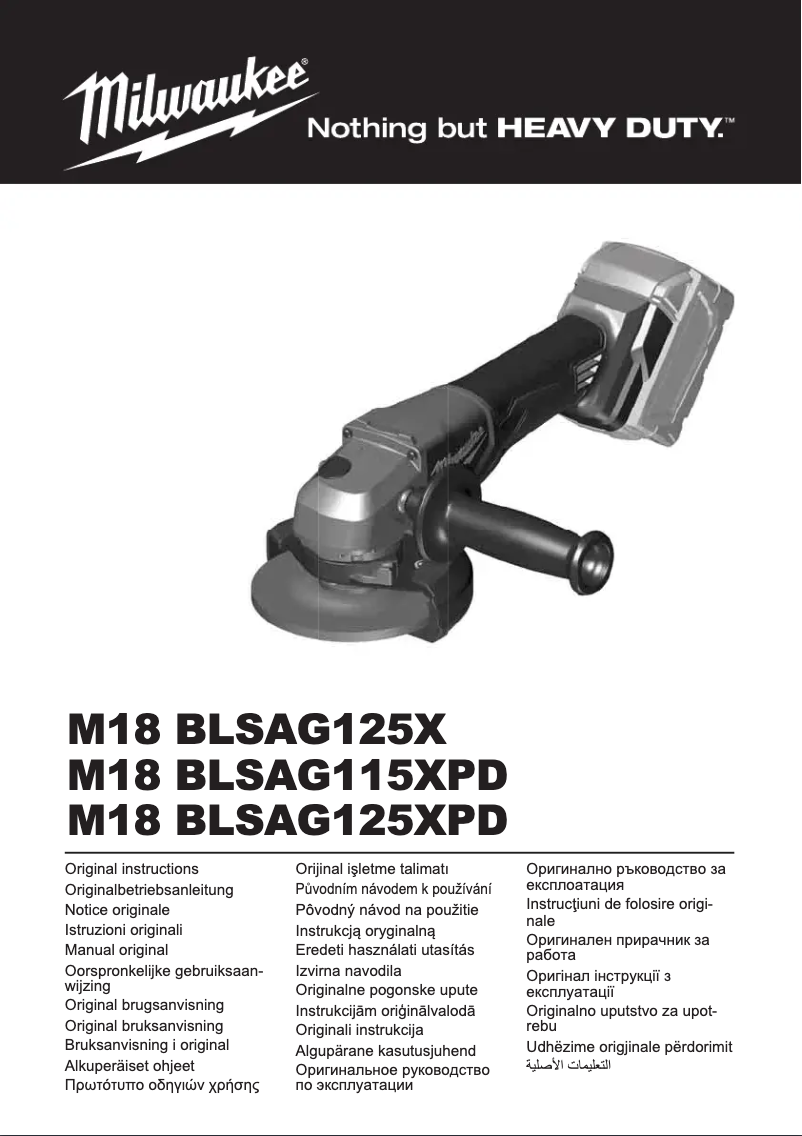 Page 1 de la notice Manuel utilisateur Milwaukee M18 BLSAG125X