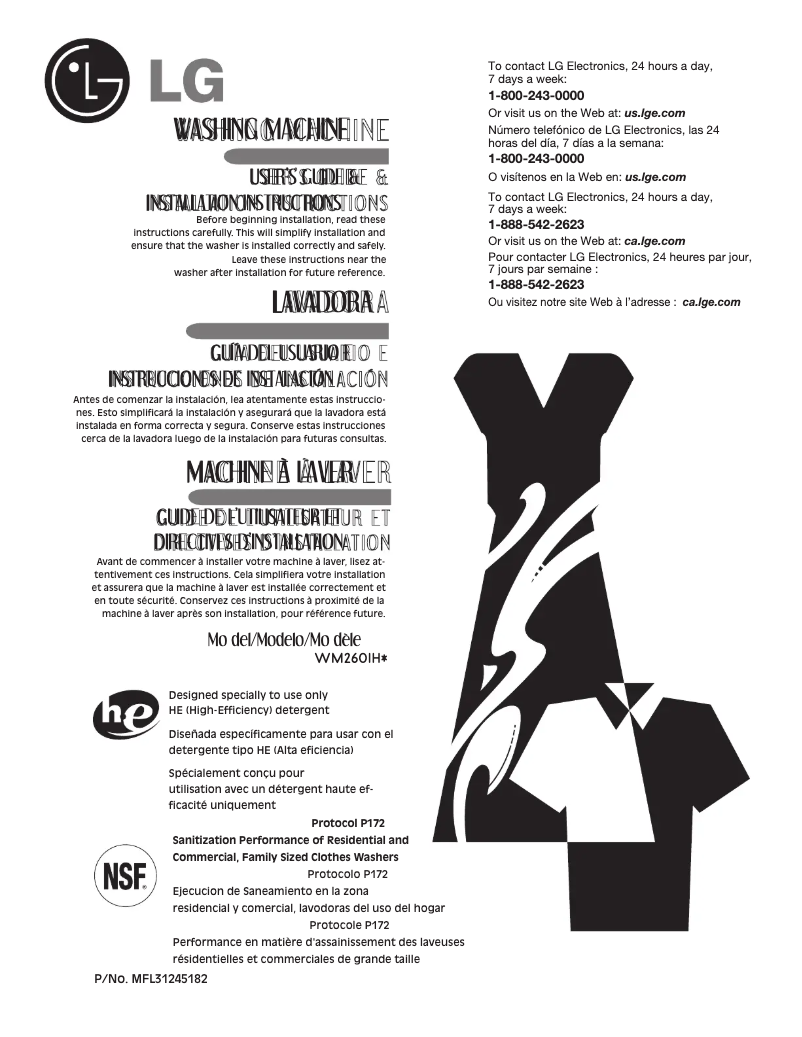 Page 1 de la notice Manuel utilisateur LG WM2601HR