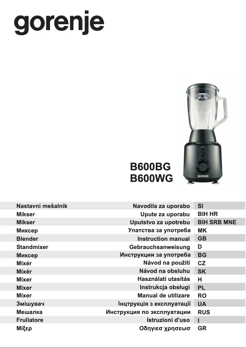 Page n°1 - Manuel utilisateur Gorenje B600WG